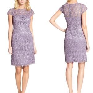 Patra Dress Size 10 Purple Lace ShiftLined Padded Bra Formal